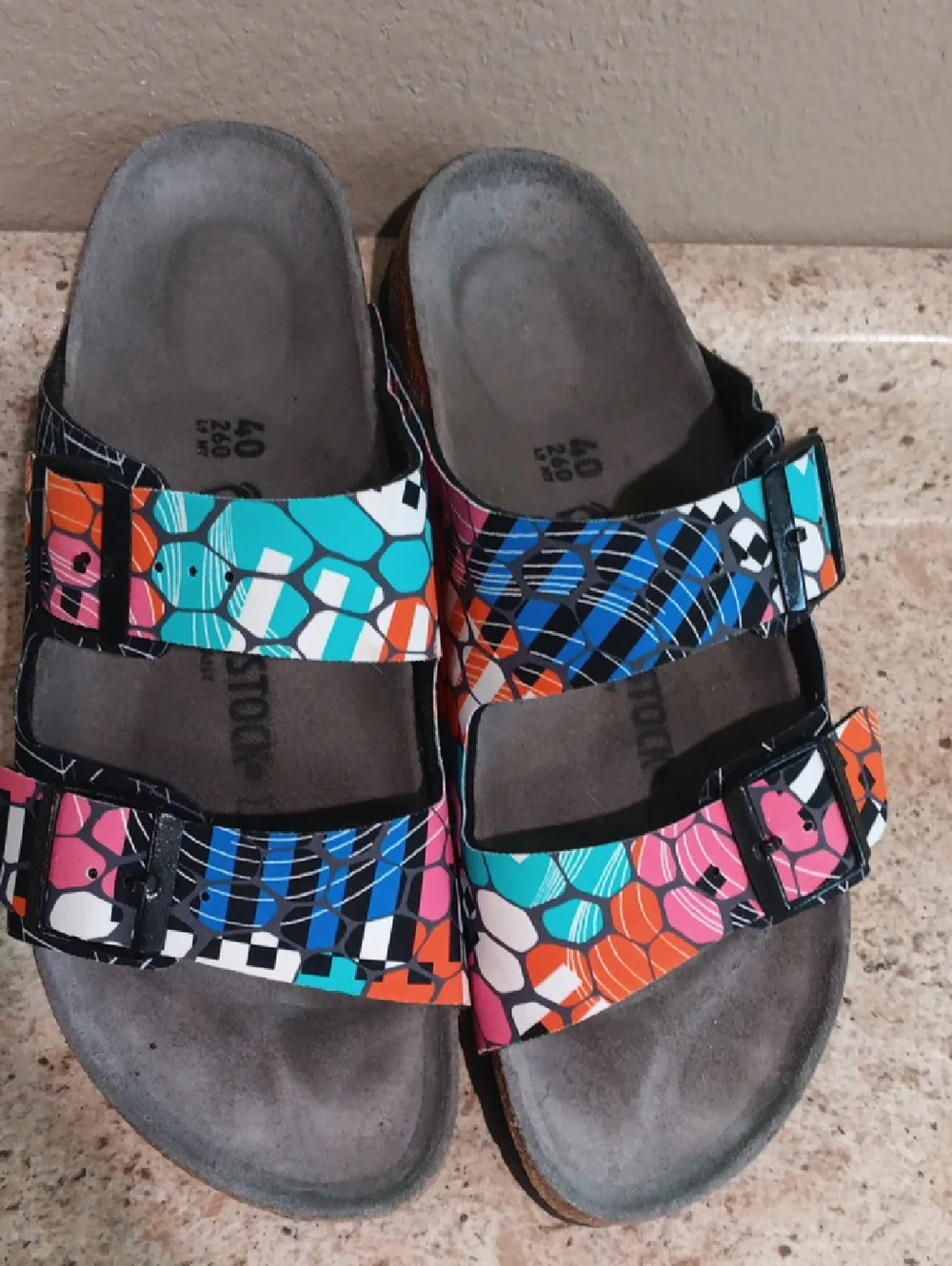 Birkenstock Arizona Sonar Geometric Two-Strap Sandals Size 40 W-9 M-7 - Picture 1 of 8